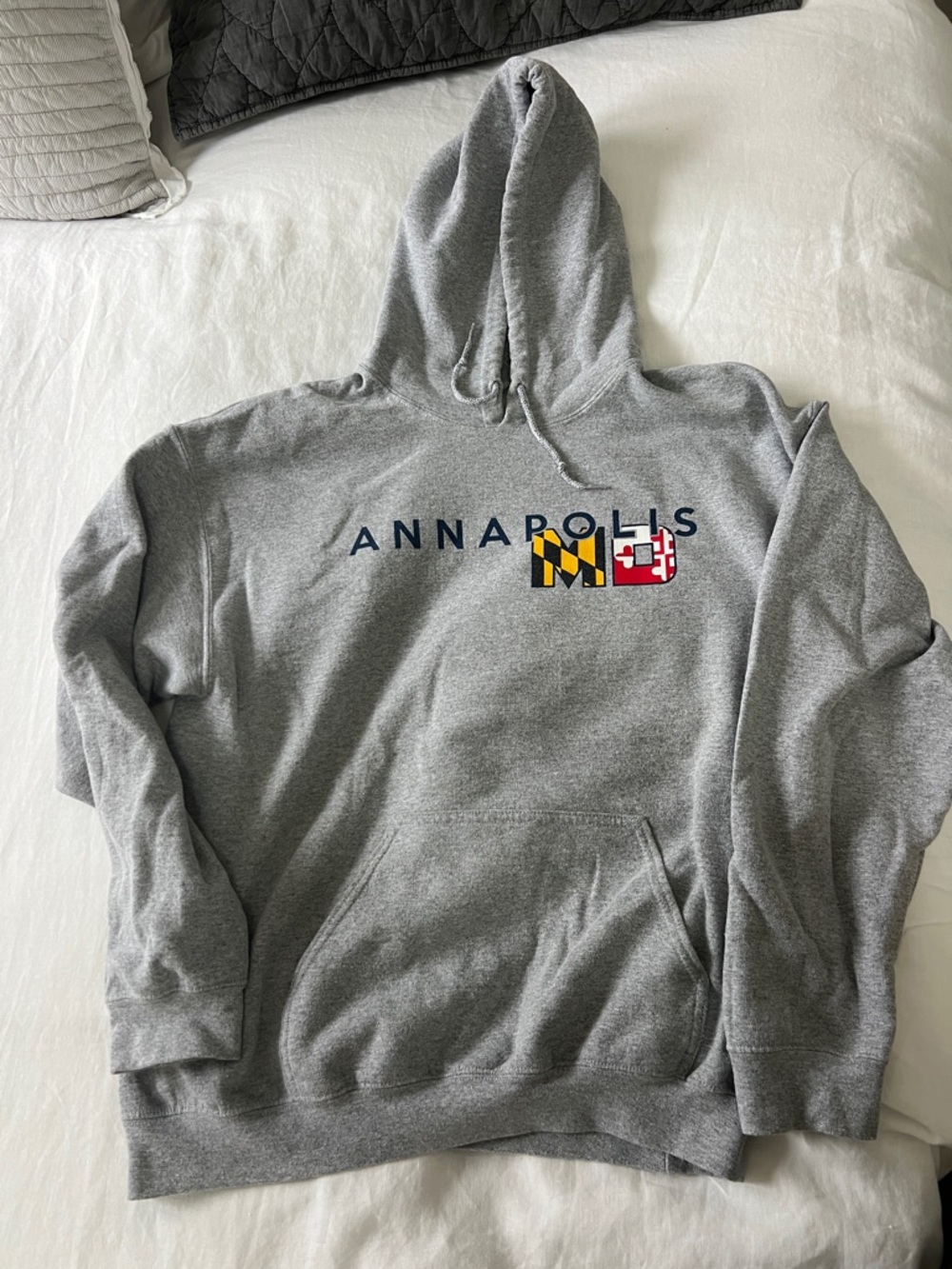 Annapolis Crewneck Hoodie with Maryland Flag Detail, heavy duty